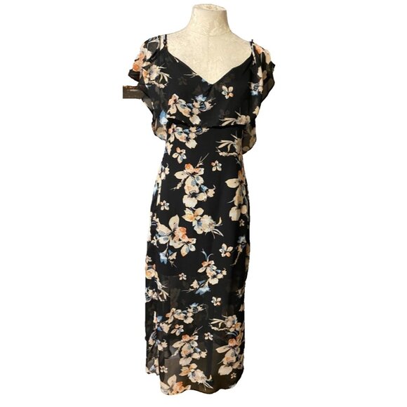 Jeans By Buffalo Midi Dress XL Extra Large 14 16 Floral Flowy Washable Romantic - Picture 1 of 6